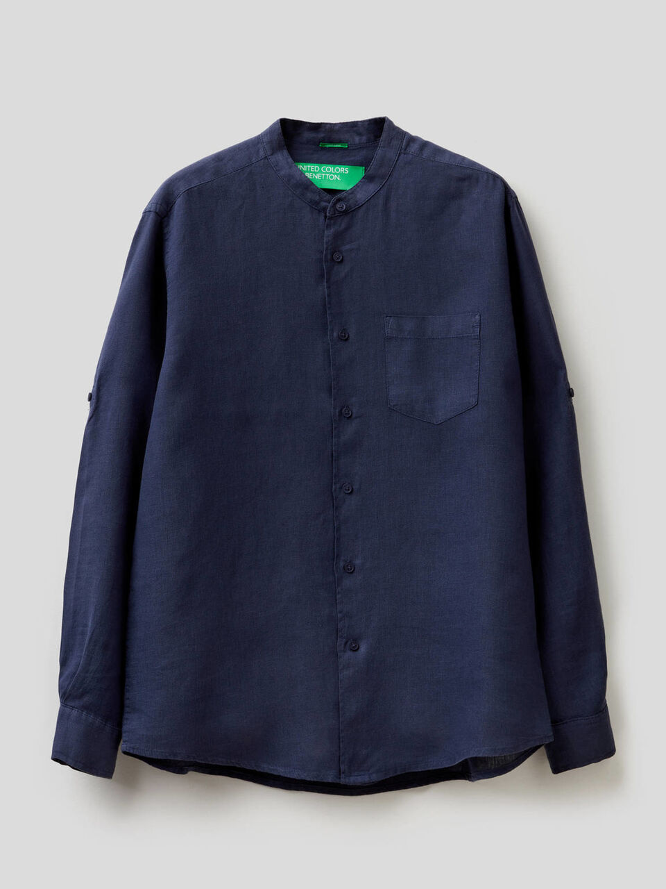 100% linen Mandarin collar shirt image number null
