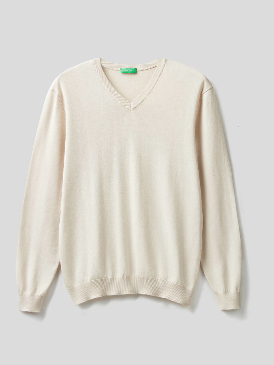 Pure cotton sweater with V-neck image number null