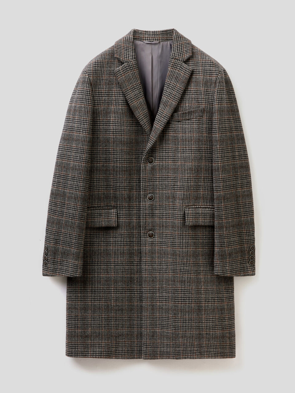 Formal check coat in wool blend image number 1