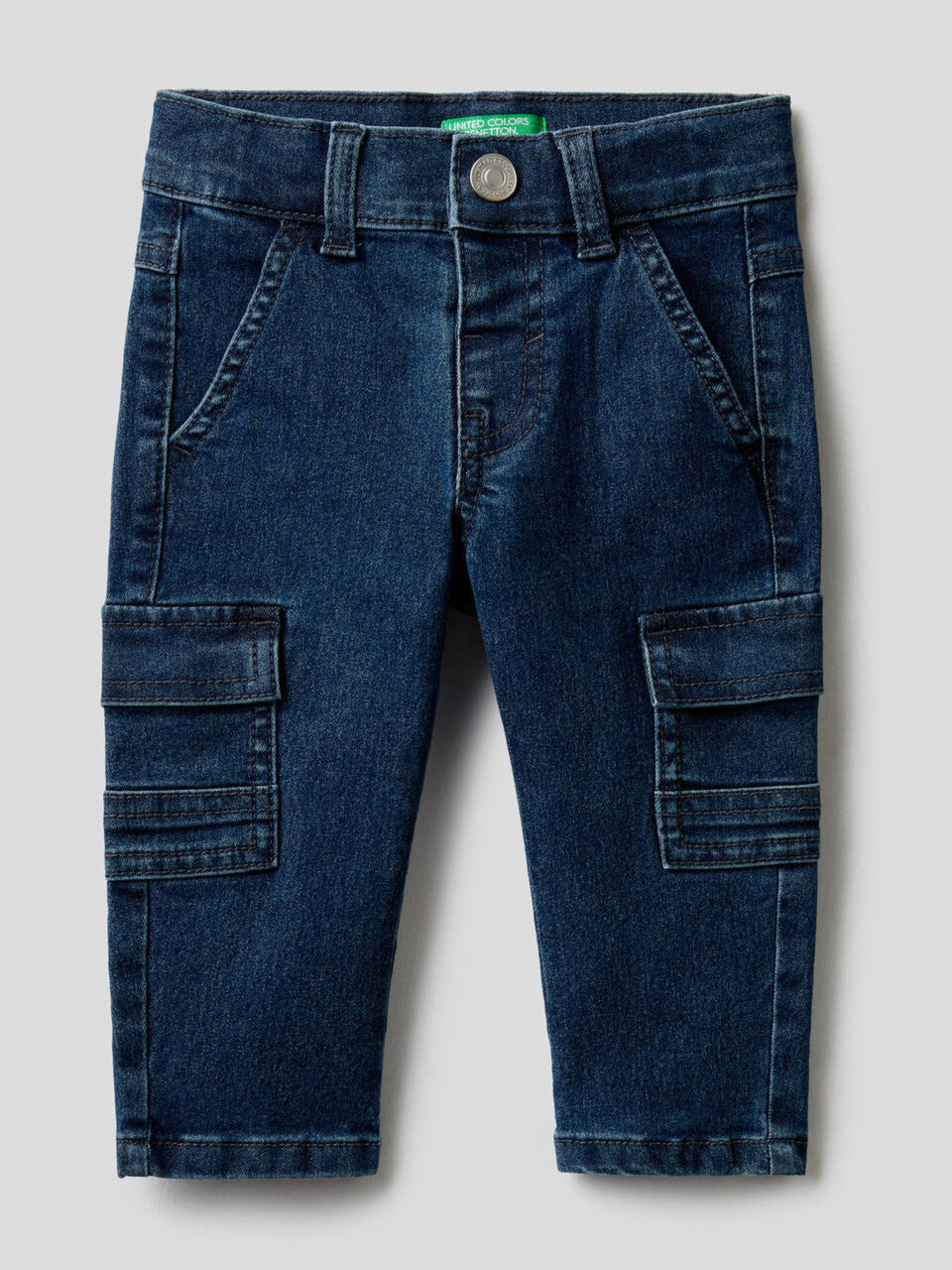 Stretch denim cargo trousers image number 1