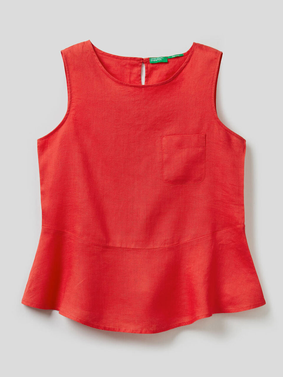 Sleeveless blouse in pure linen image number 1