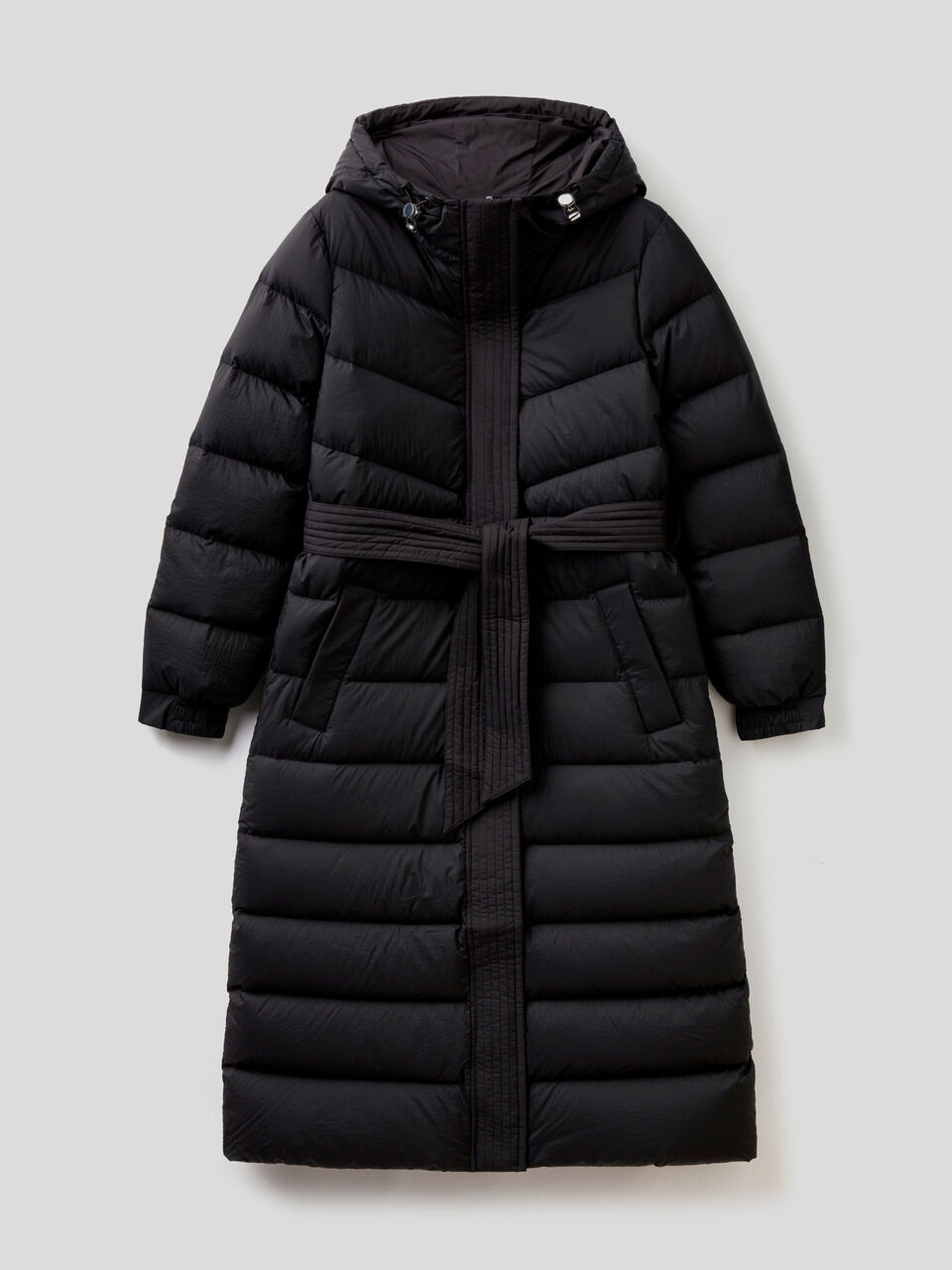 Longline padded jacket with hood image number 1