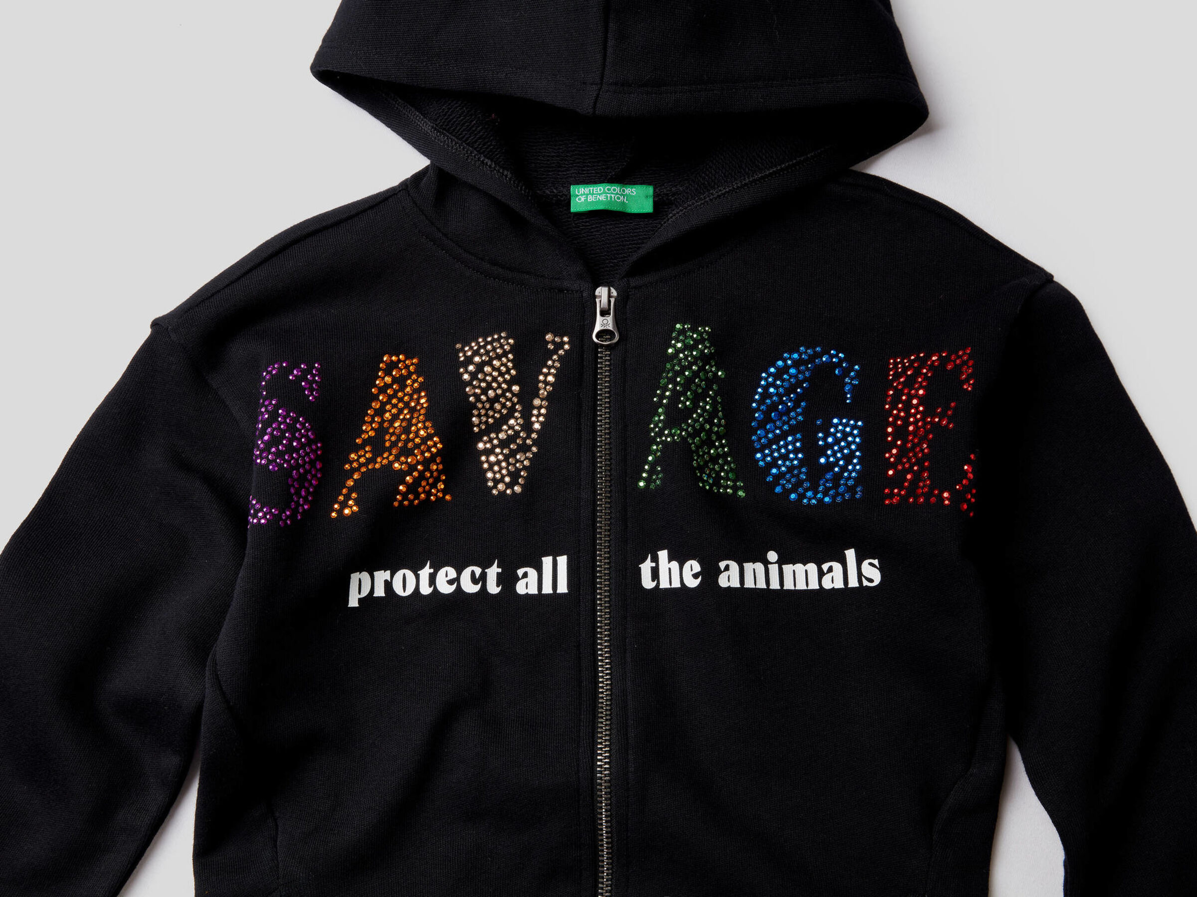 Sweatshirt with print and colorful studs image number null