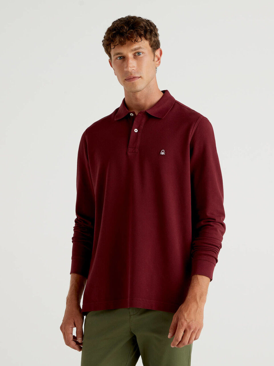 maroon long sleeve polo shirt