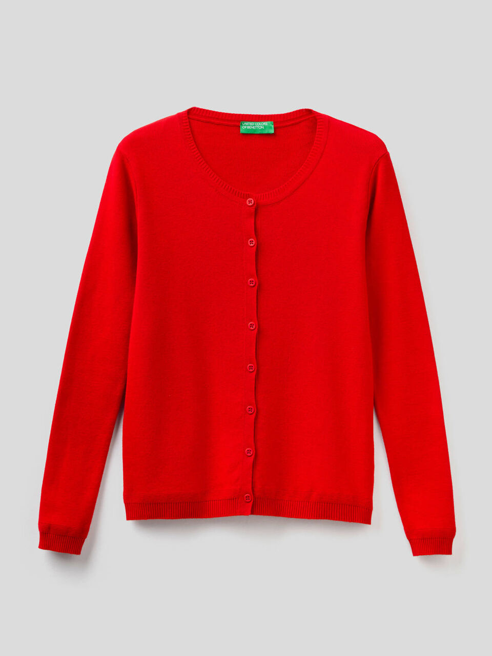Pure cotton crew neck cardigan image number null