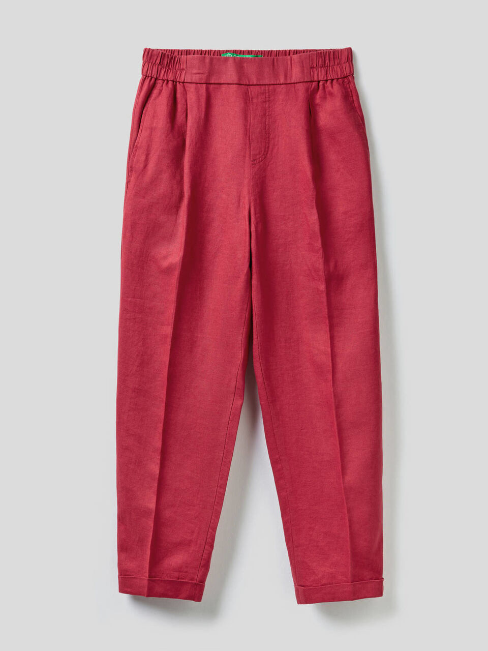 Cropped trousers in 100% linen image number 1
