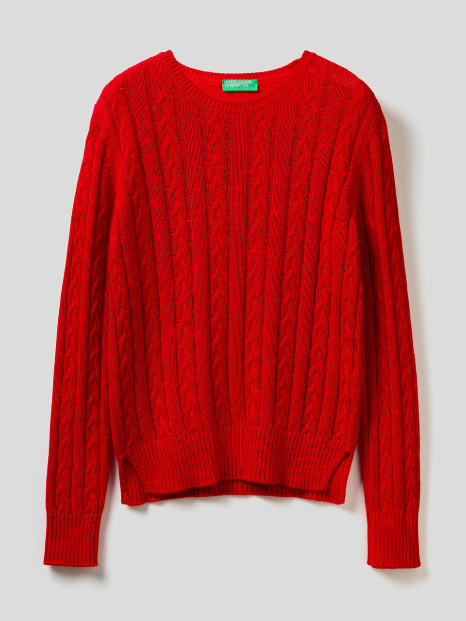 Cotton sweater with cable knit image number null
