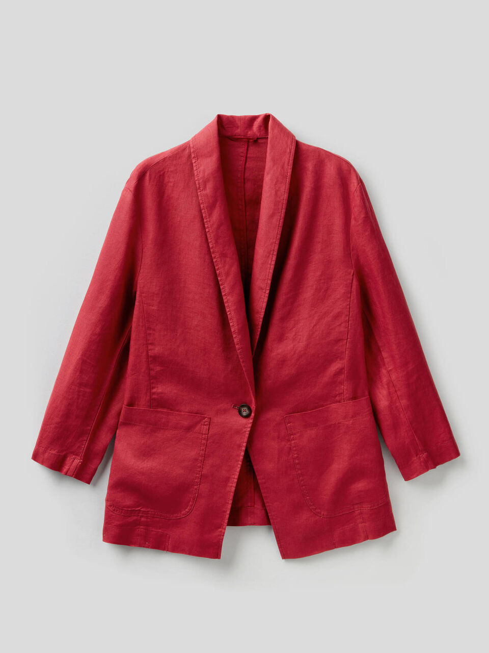 Linen blazer with 3/4 sleeves image number null