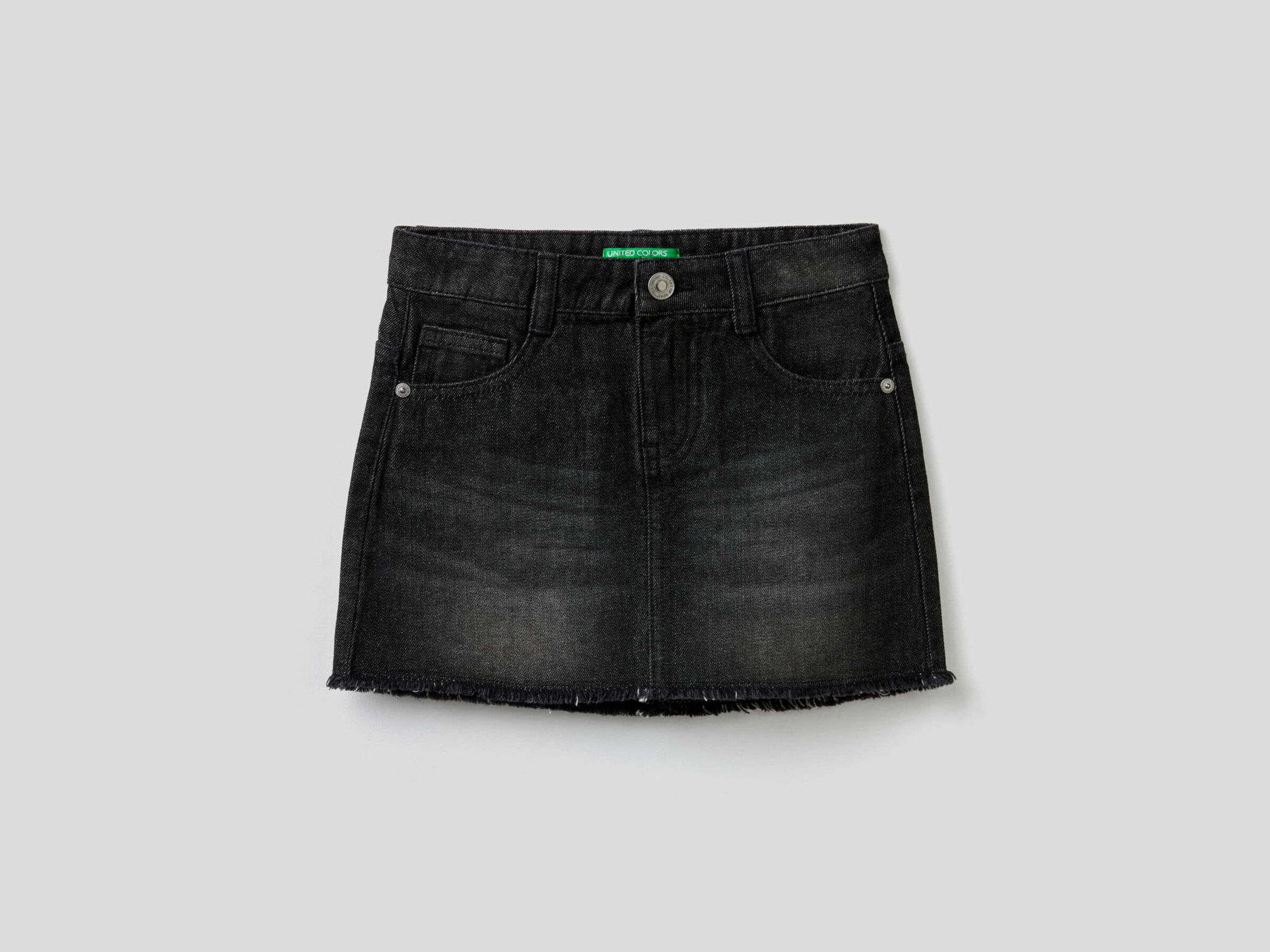 Jean skirt with worn look image number null