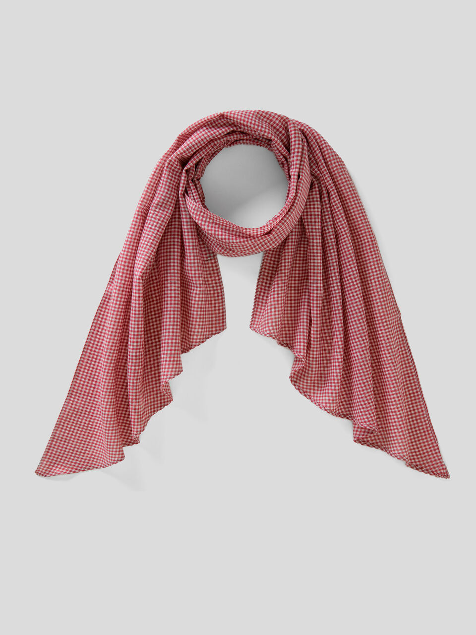 Vichy check pashmina in cotton image number 1