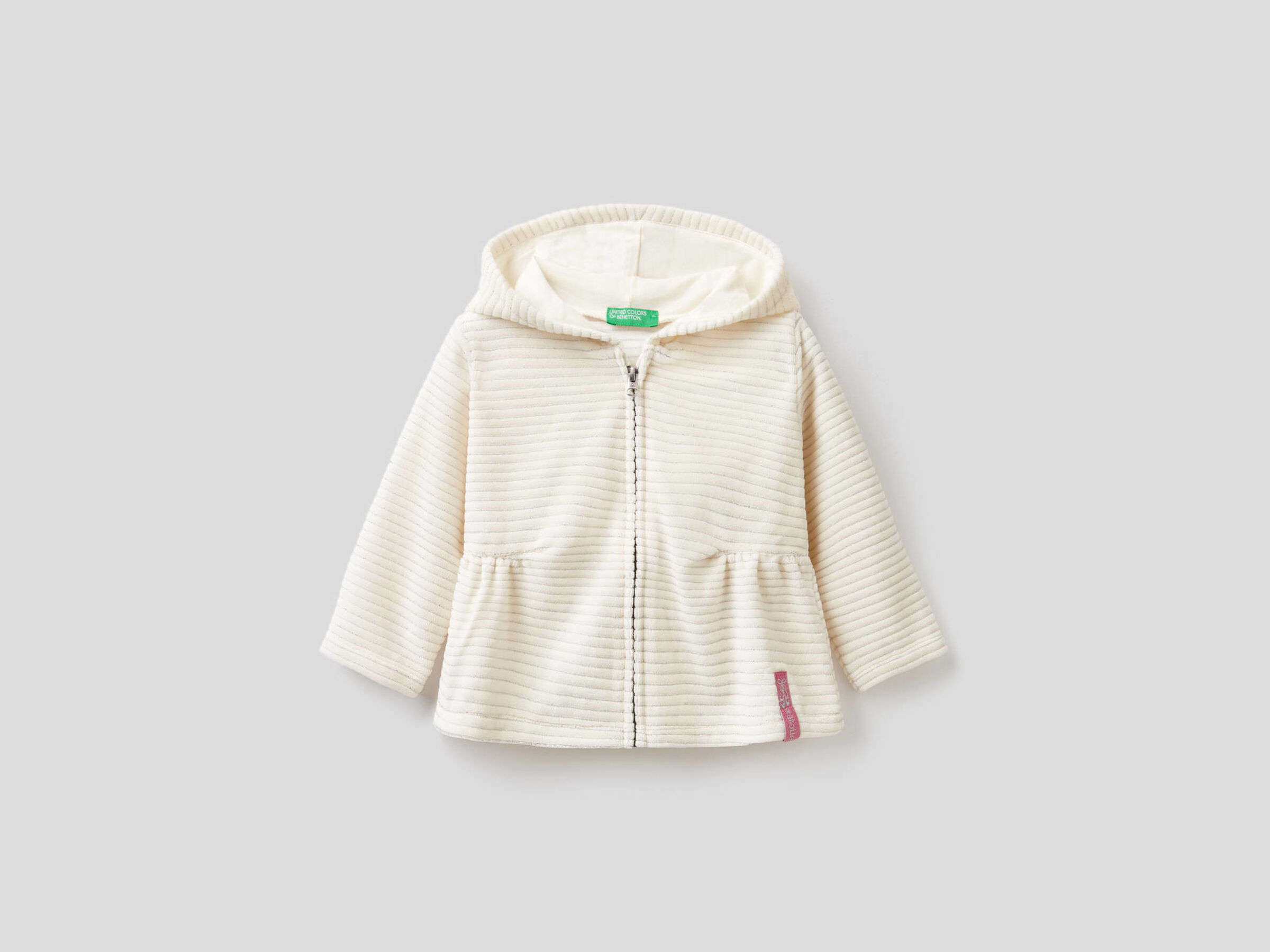 Chenille sweatshirt with zip and hood image number null