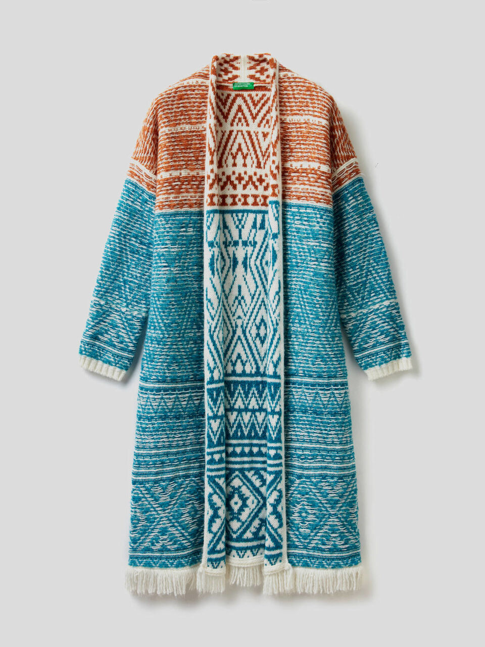 Maxi reversible jacquard cardigan image number 1