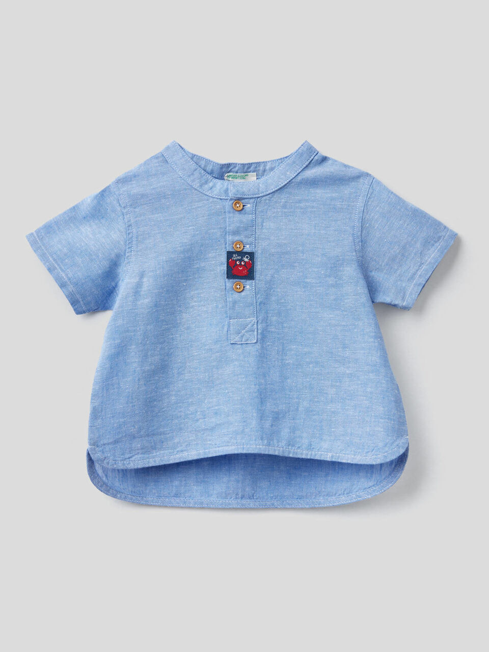 Linen blend Henley shirt image number null