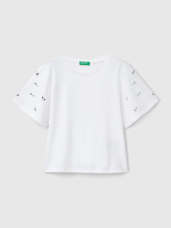 T-shirt with rhinestone sleeves Junior Girl