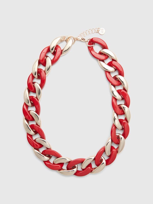 Gold and brick red necklace Women
