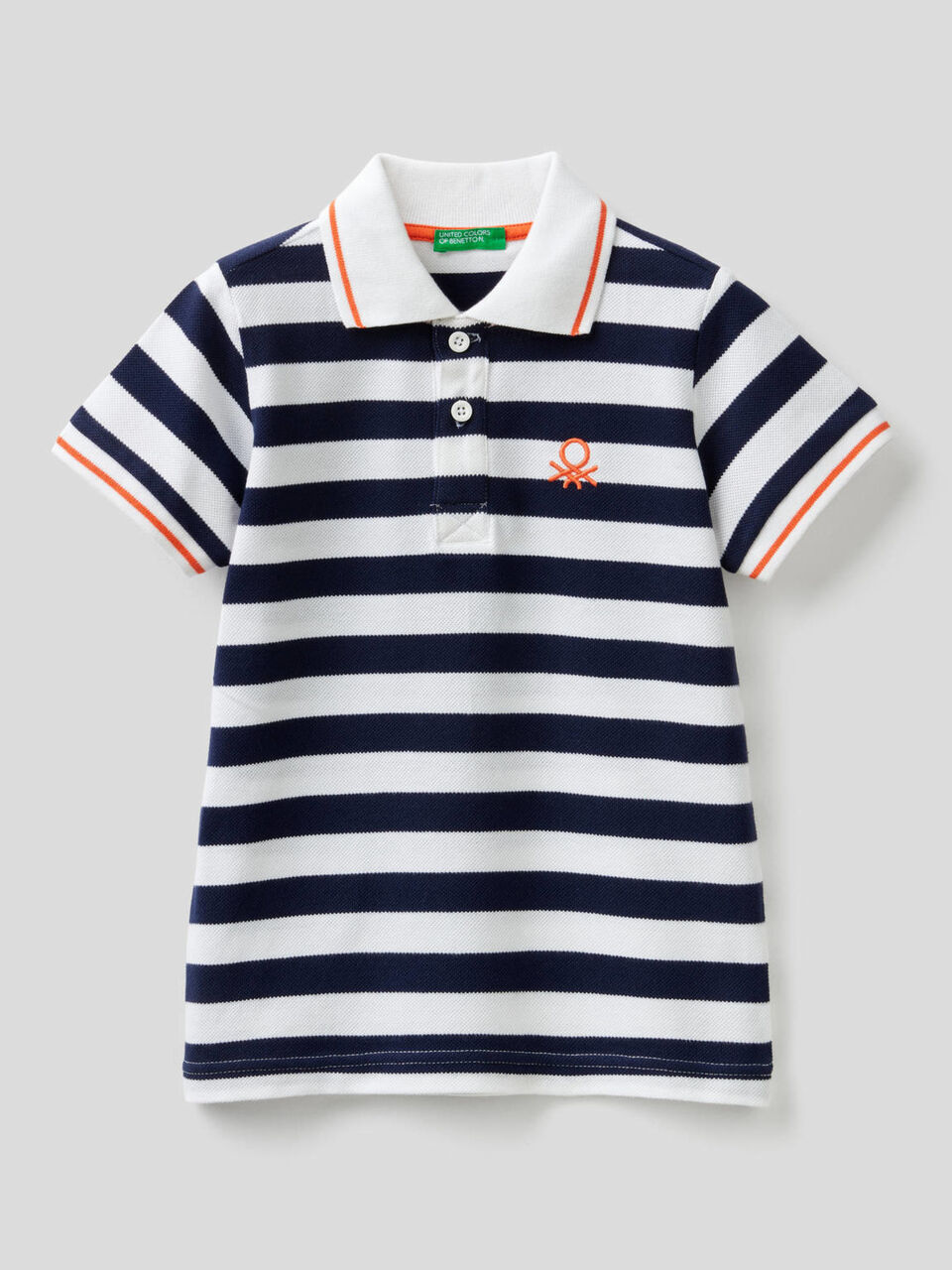 Striped polo in 100% cotton image number 1