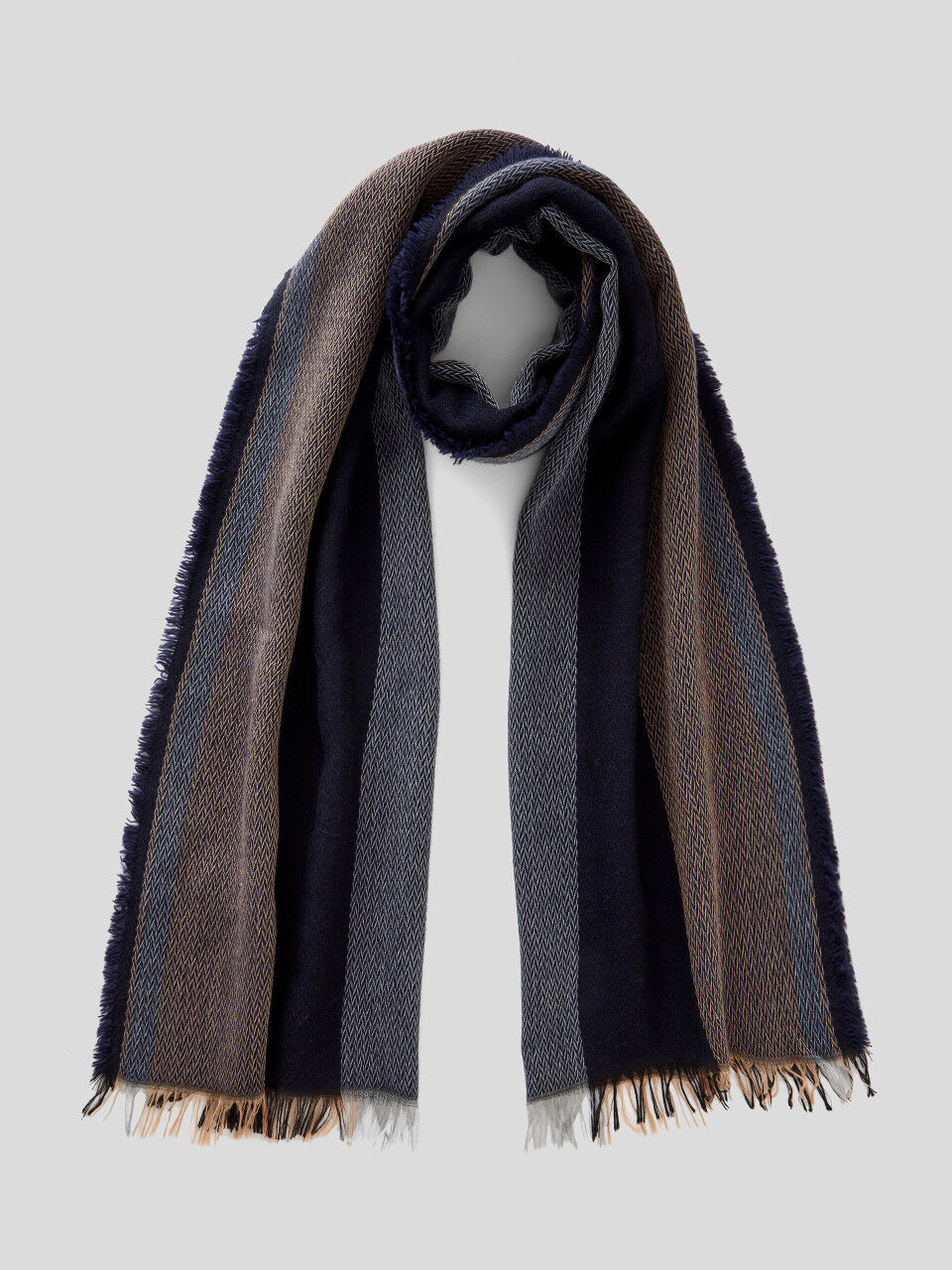 Wool Blend Unisex Striped Winter Scarf 