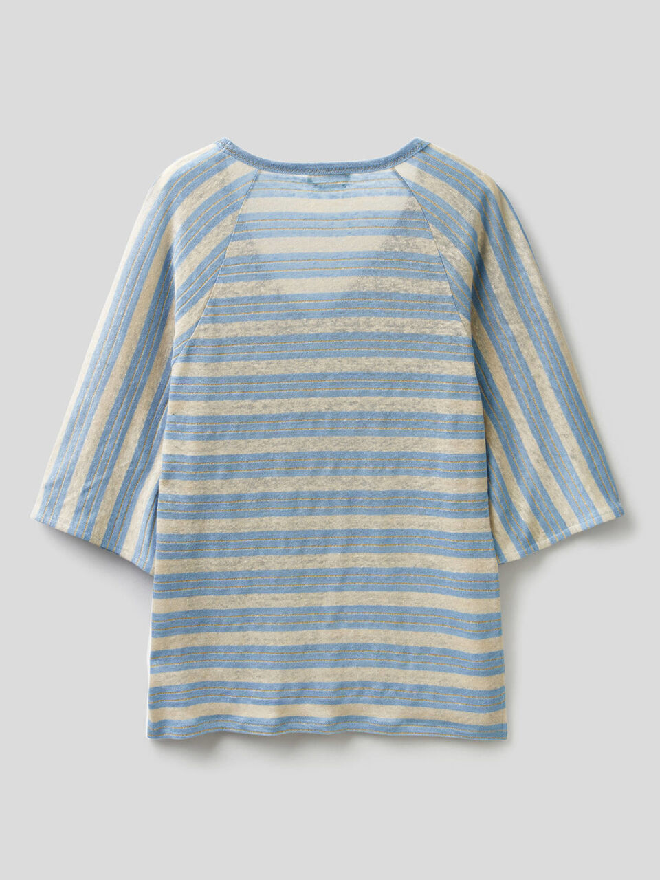 Striped t-shirt with 3/4 sleeves image number null