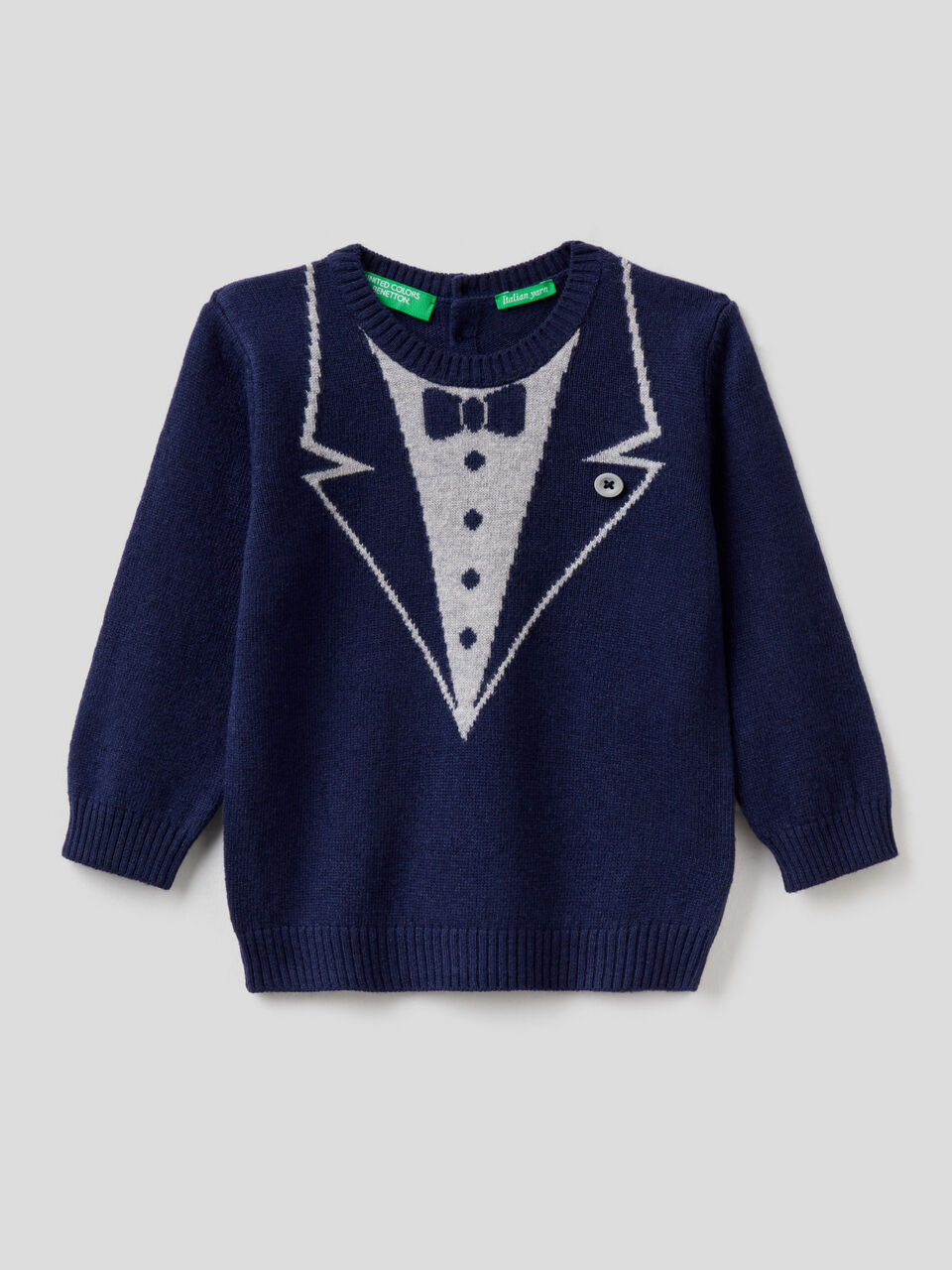 Wool blend sweater with bow tie inlay image number 1