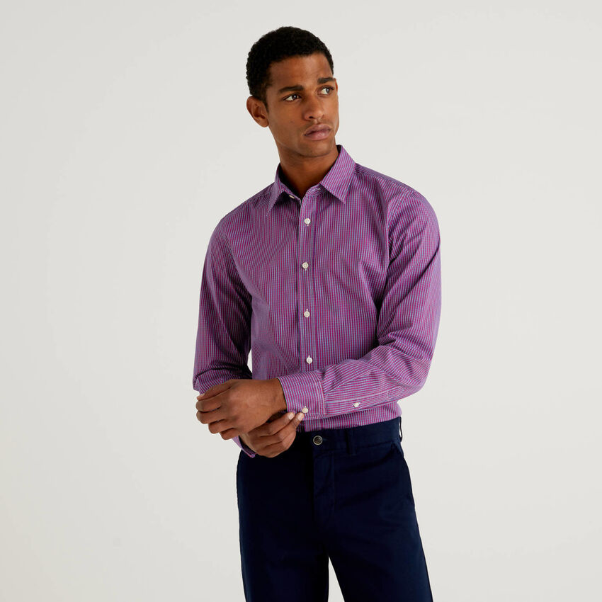 Slim fit shirt in yard dyed cotton