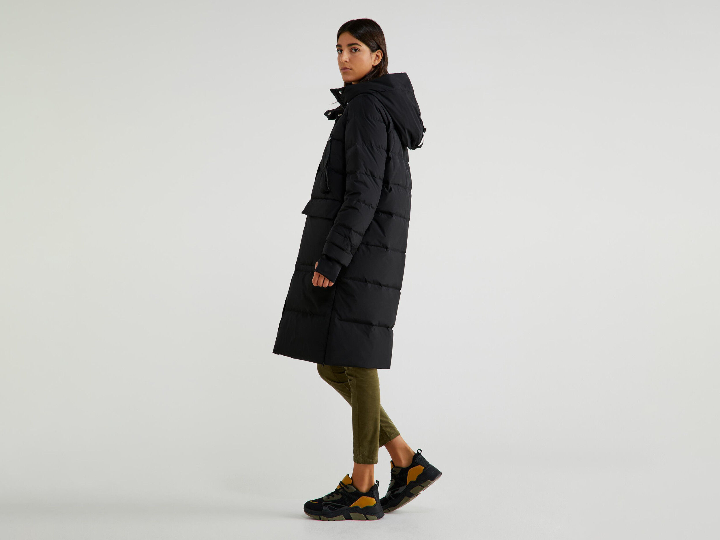 black puffer jacket longline