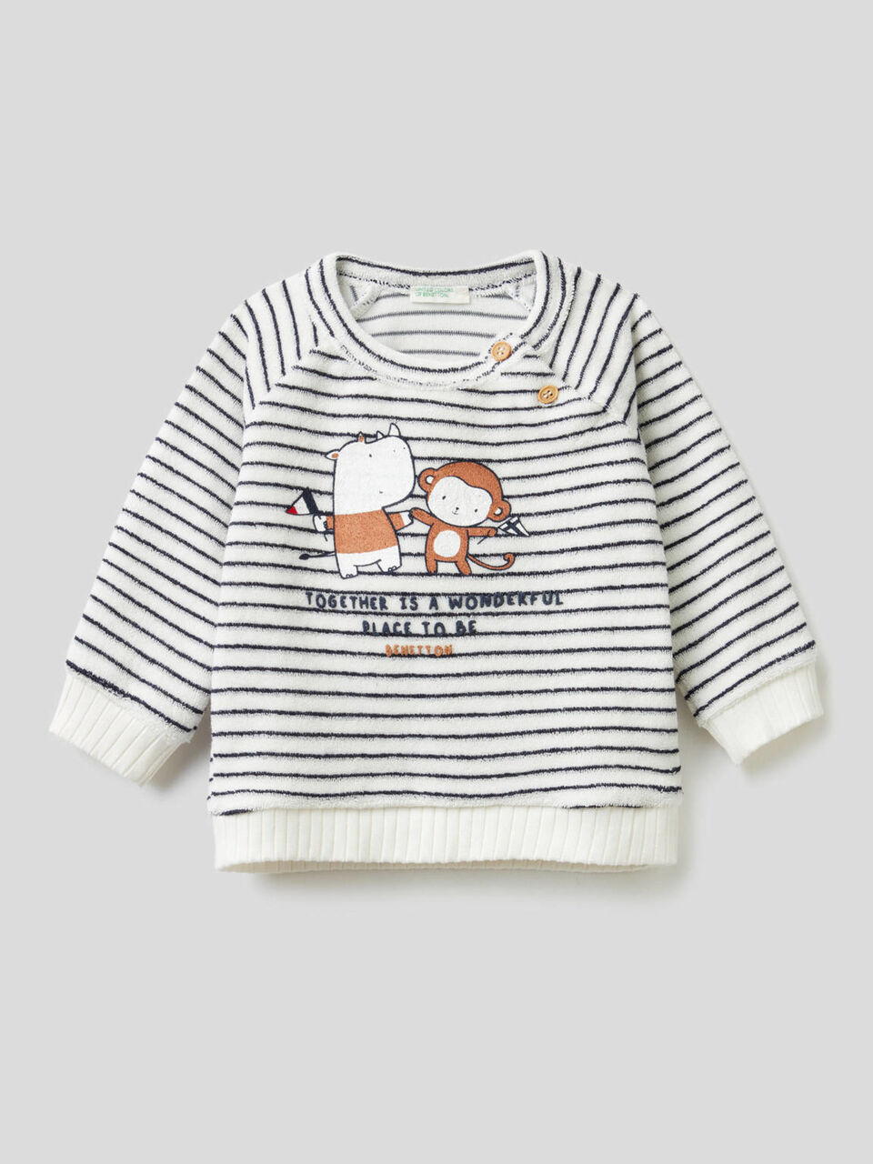 Terry-cloth look striped sweatshirt image number 1