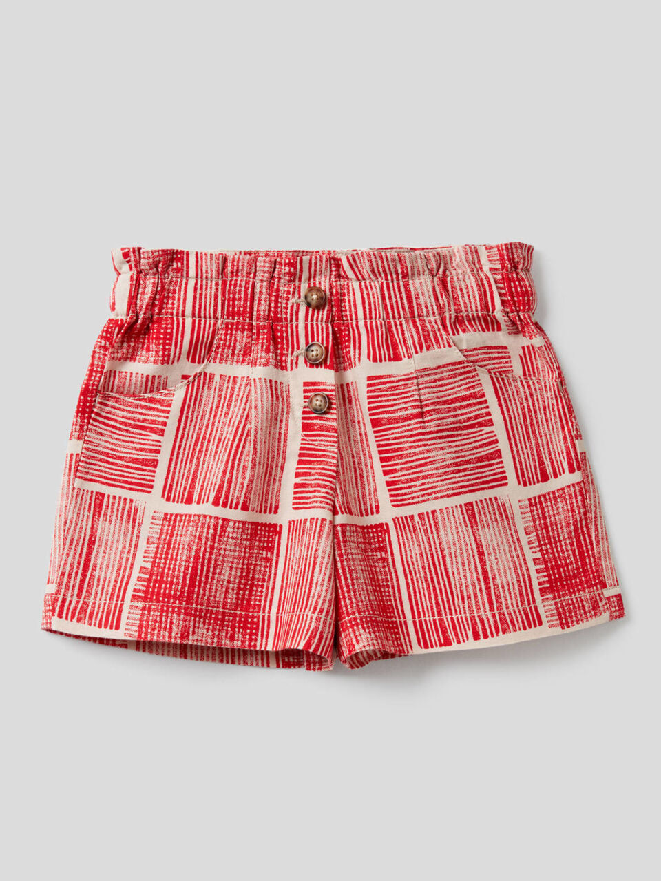 Printed shorts in cotton linen blend image number null