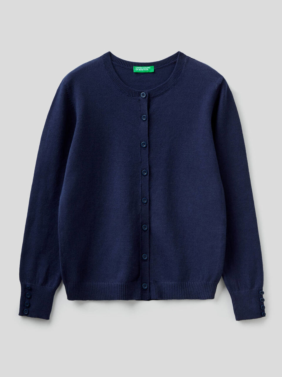 Cotton blend crew neck cardigan image number null