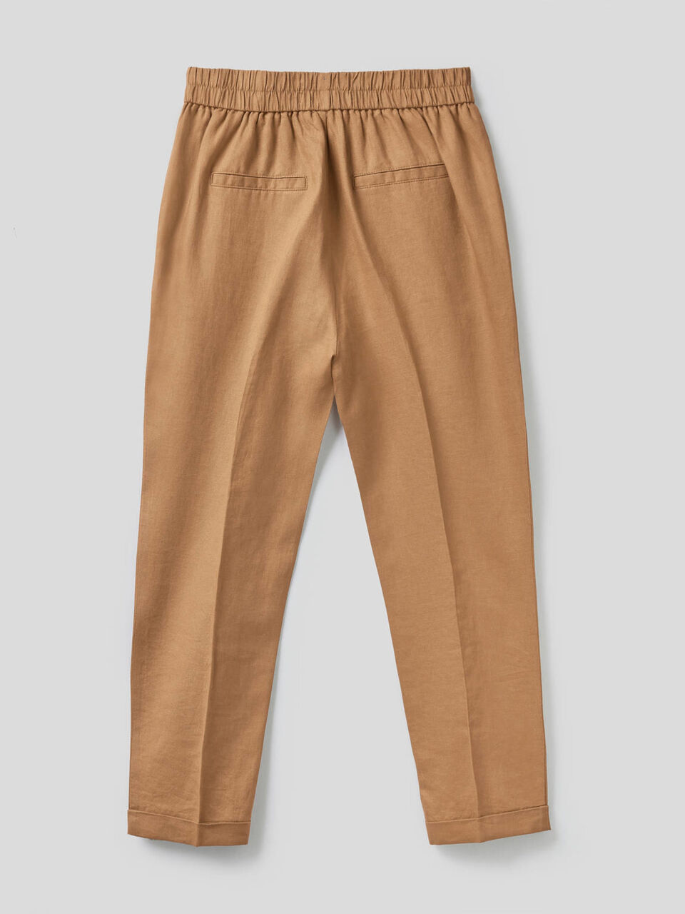 Cropped trousers in 100% linen image number null