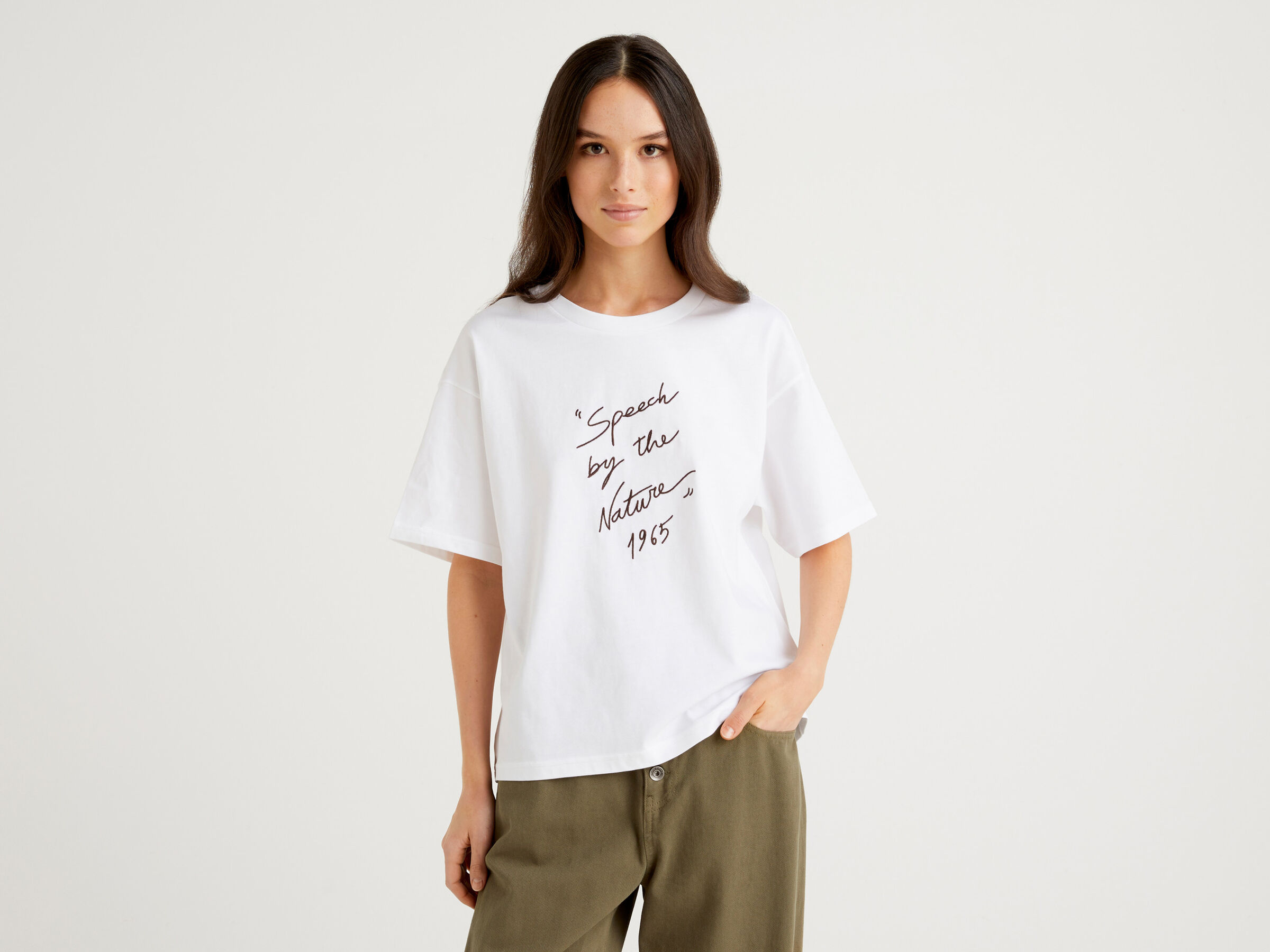 T Shirt In Organic Cotton With Embroidery
