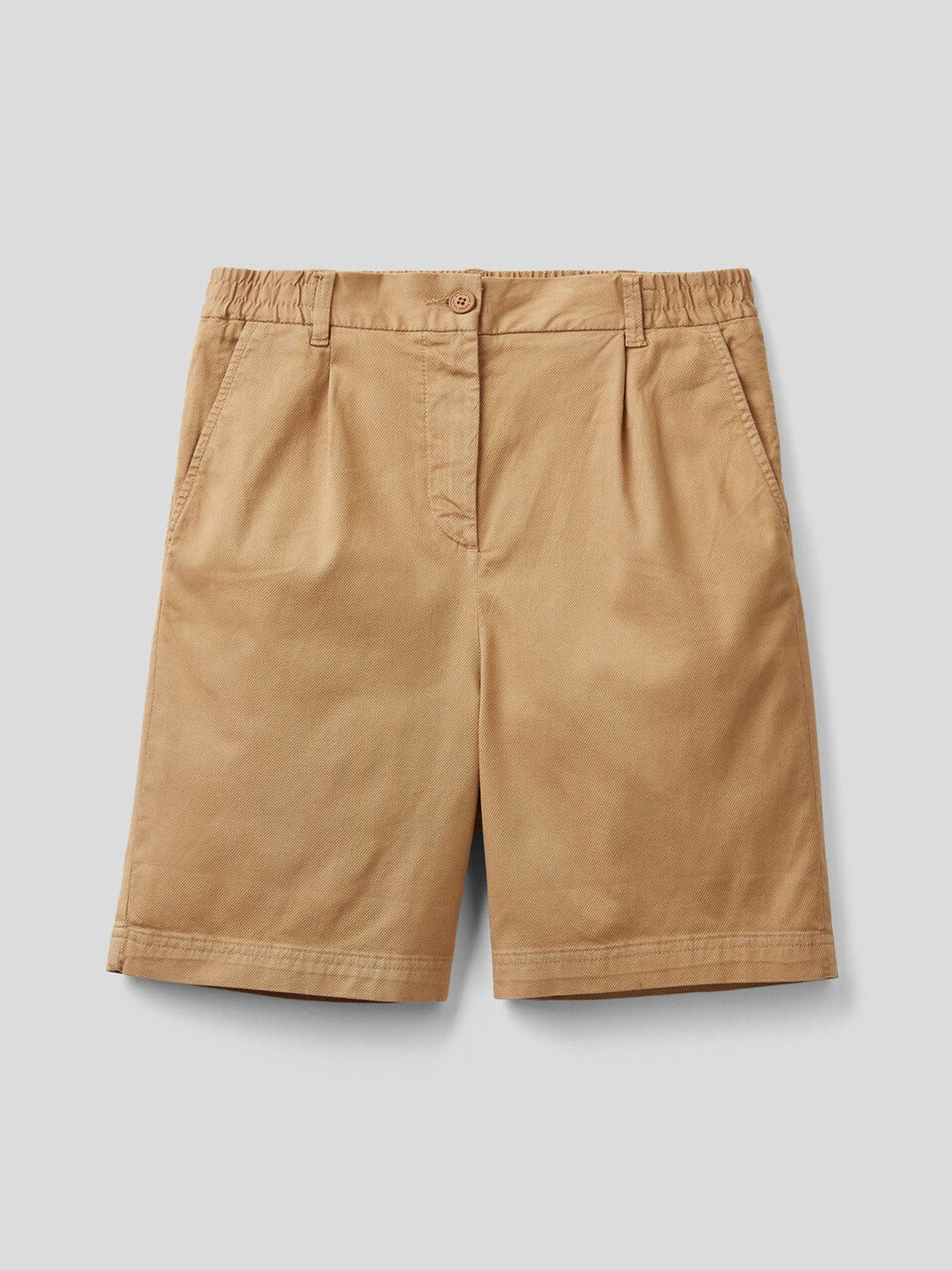 Solid color stretch cotton bermudas image number 1