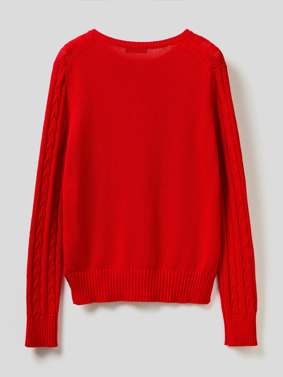 Cotton sweater with cable knit image number null