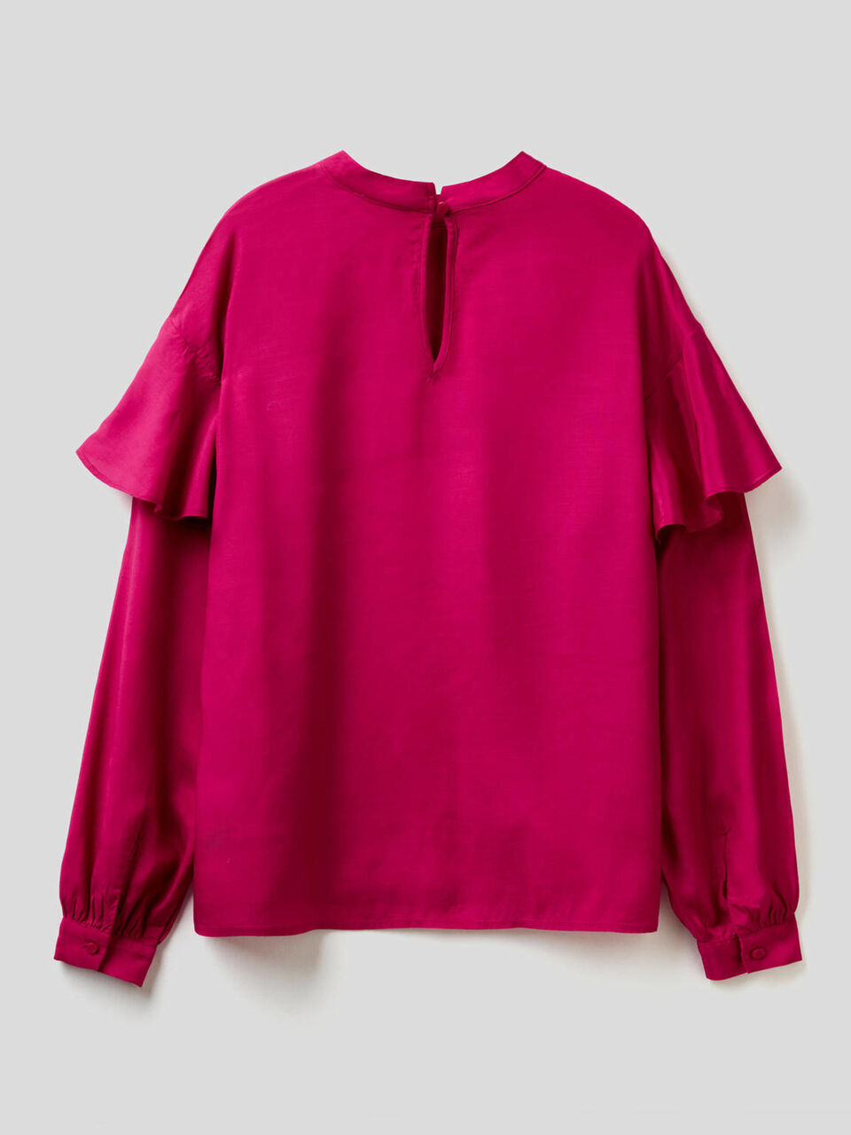 Flowy solid color blouse with frill image number 2