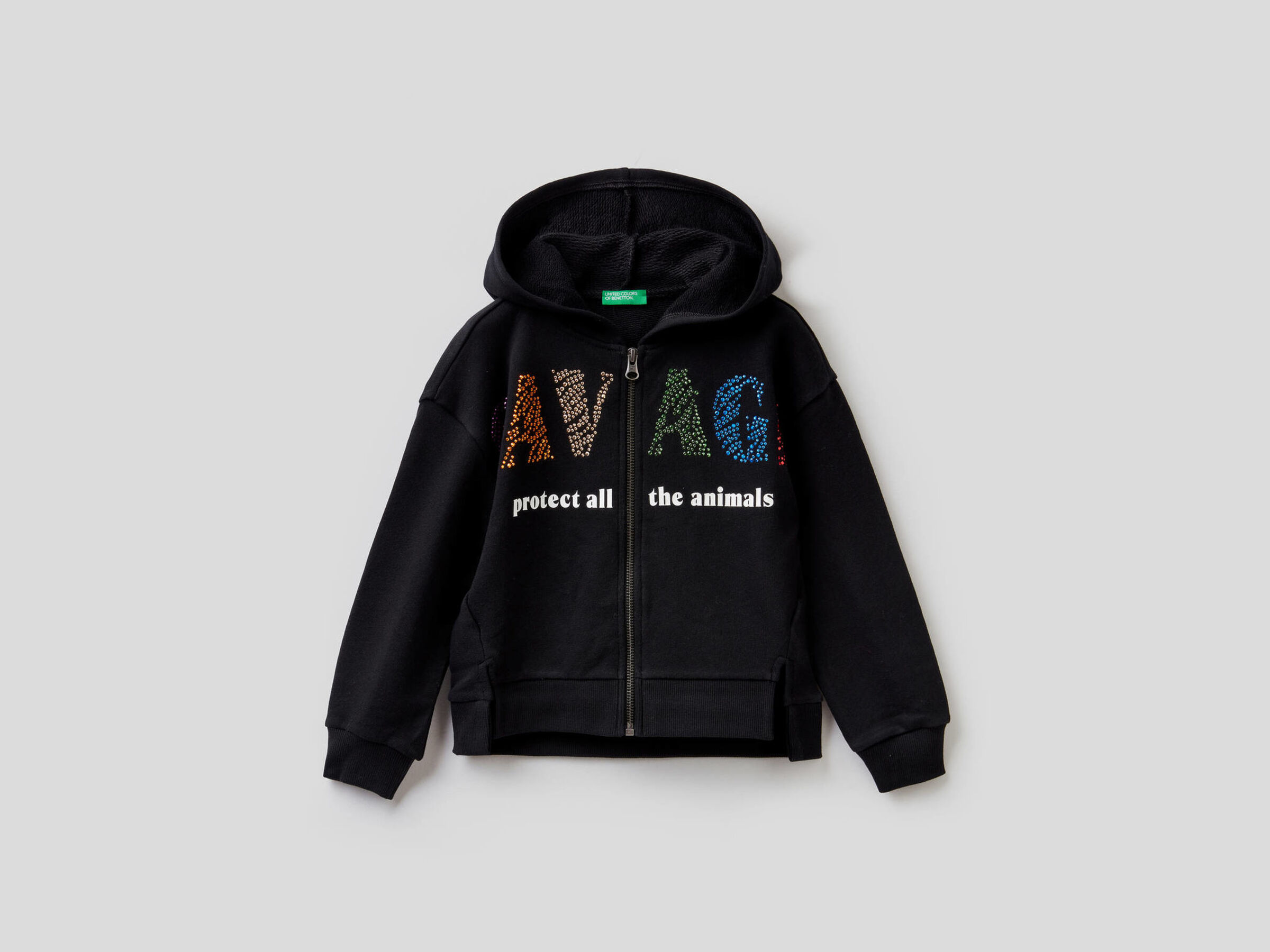 Sweatshirt with print and colorful studs image number null
