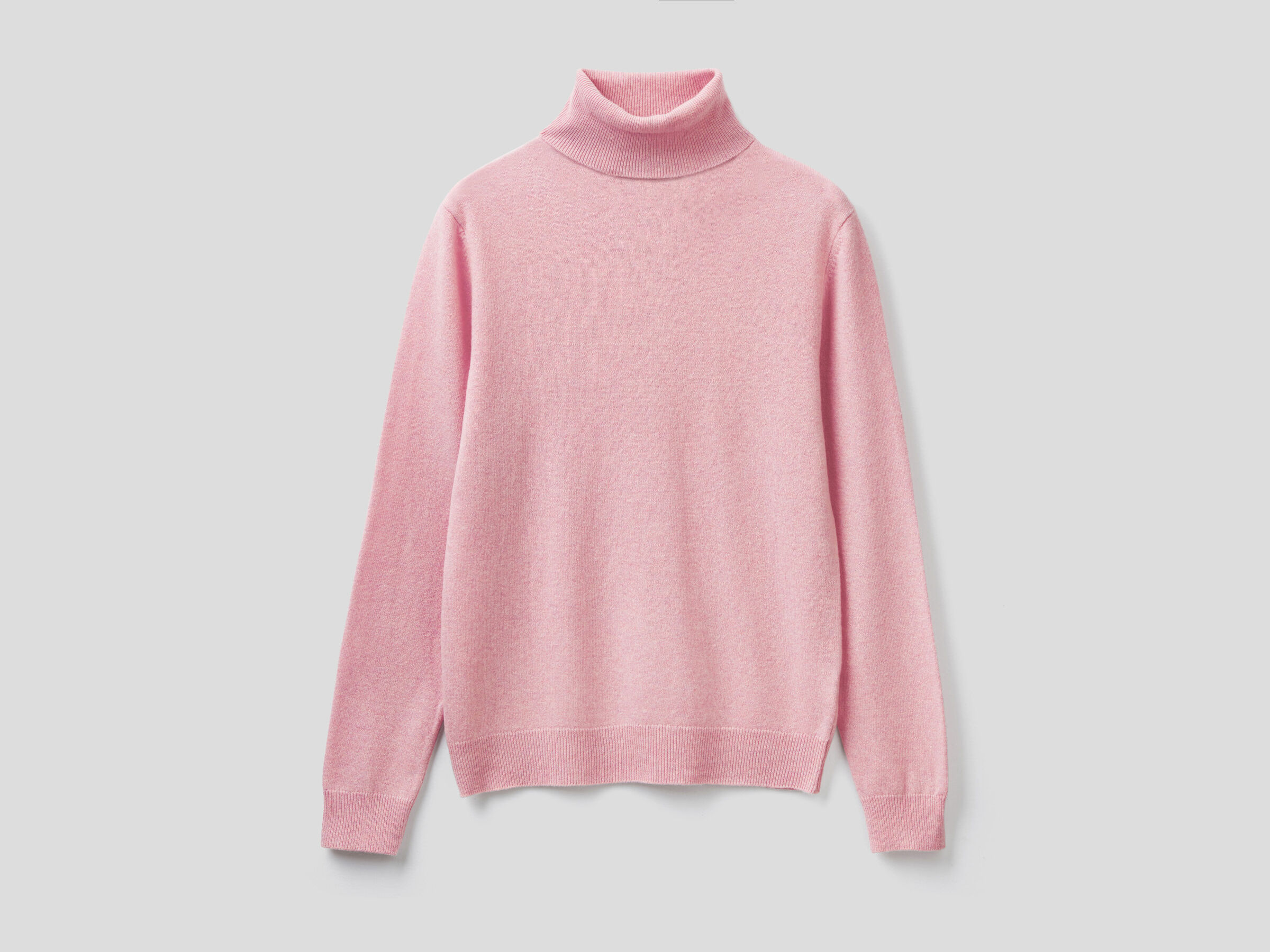 Pink turtleneck sweater in pure virgin wool