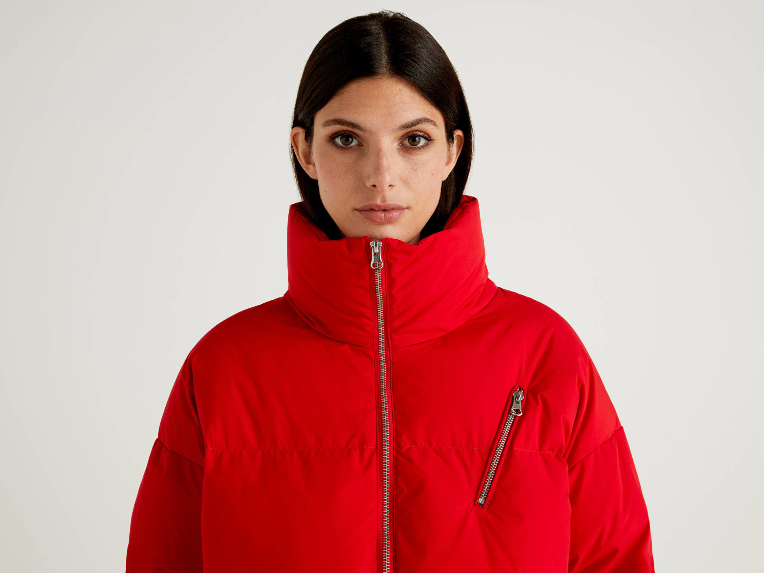 quilted jacket with high neck