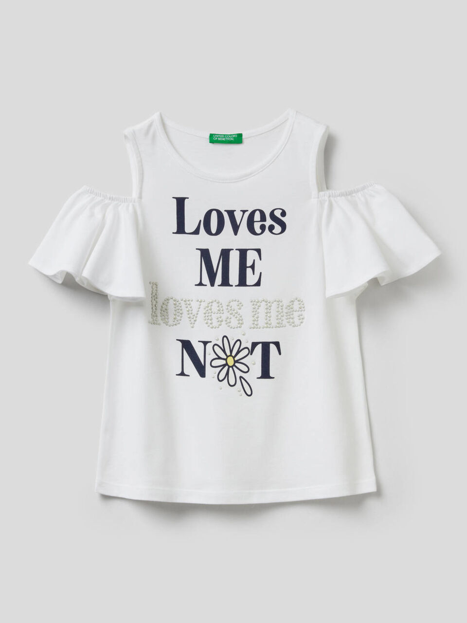 T-shirt with print and bare shoulders image number null