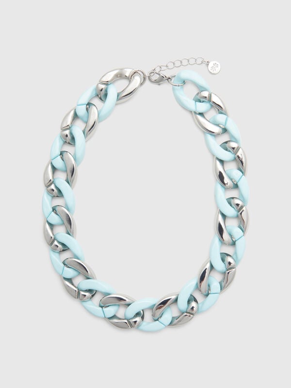 Silver and aqua green necklace Women