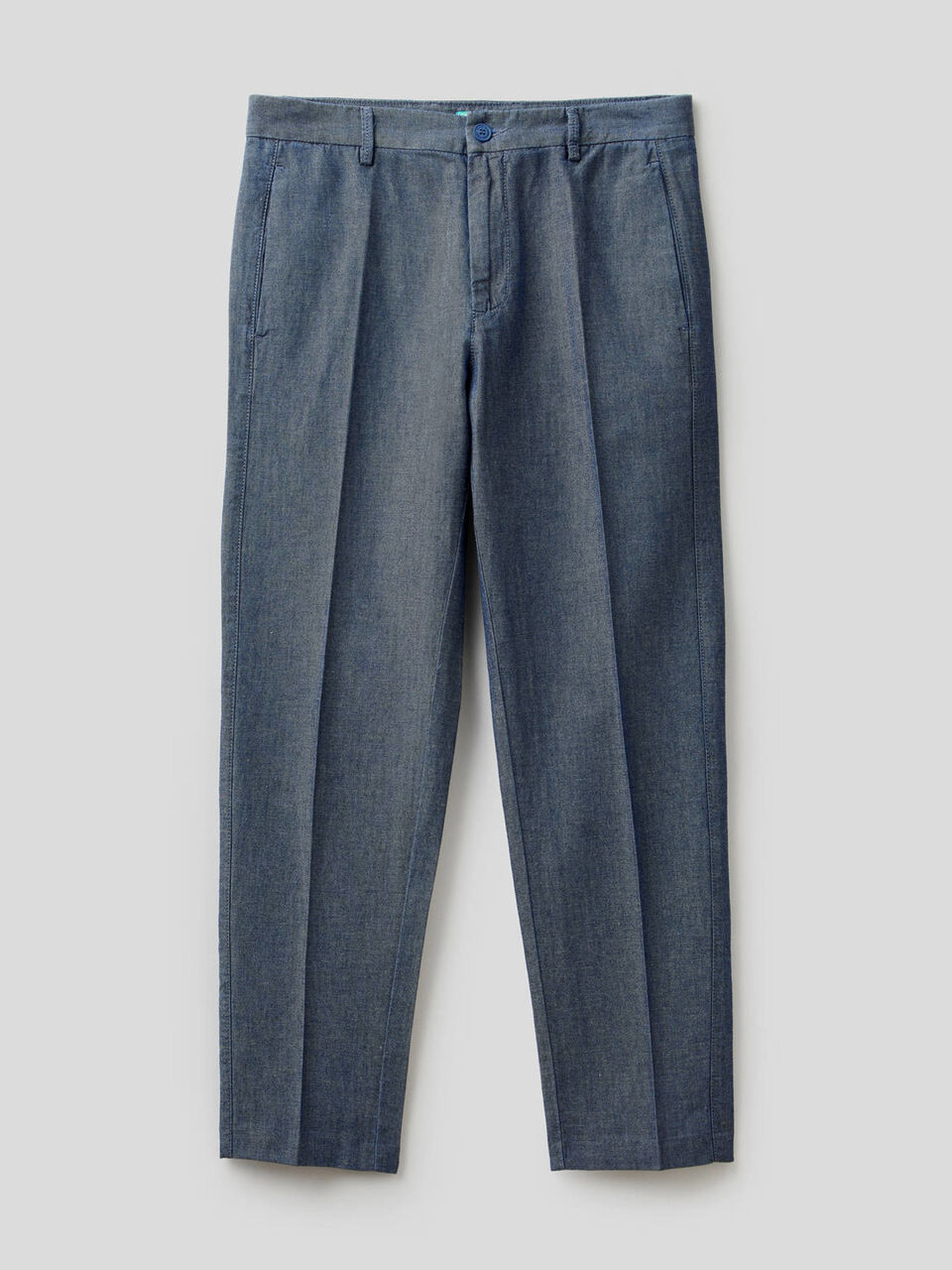 Denim trousers in linen blend cotton image number null