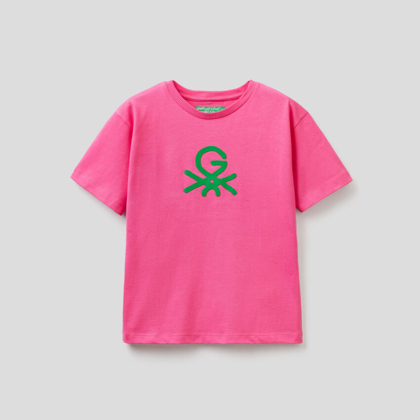 Fuchsia unisex t-shirt with print by Ghali