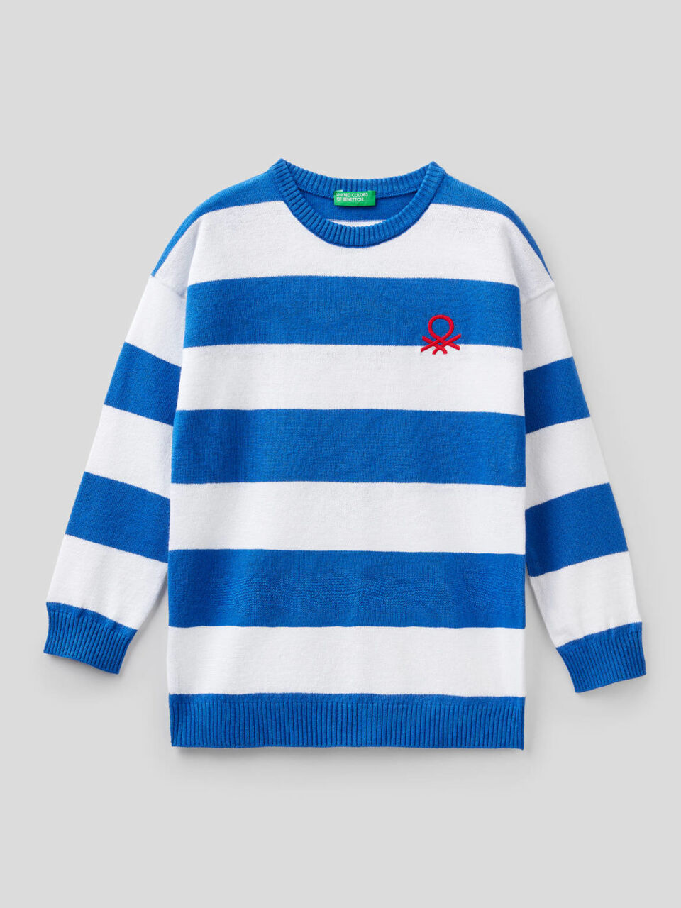 Striped sweater with logo image number 1