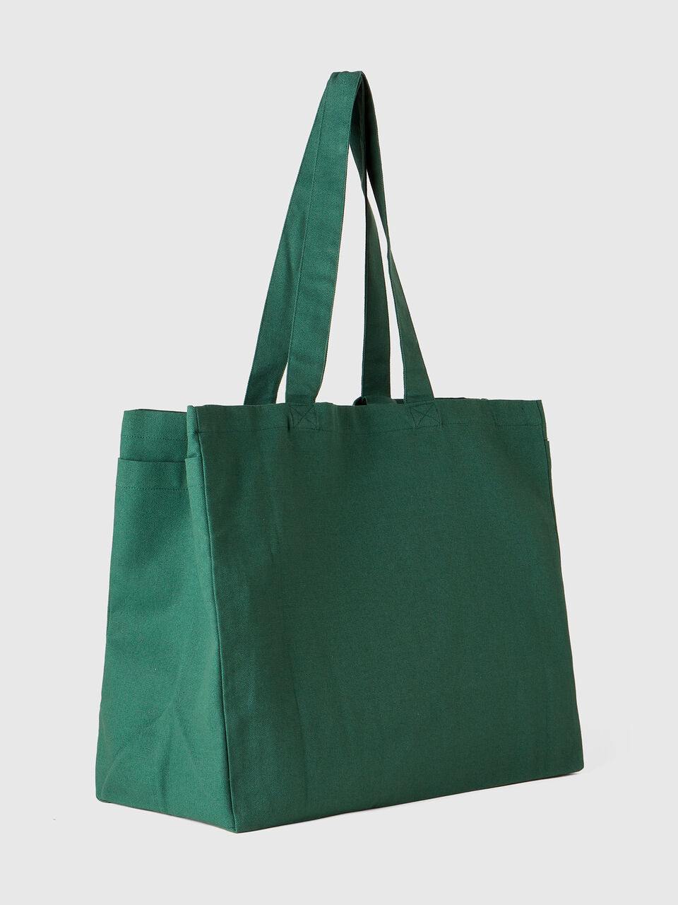 Military green tote bag in pure cotton image number 2