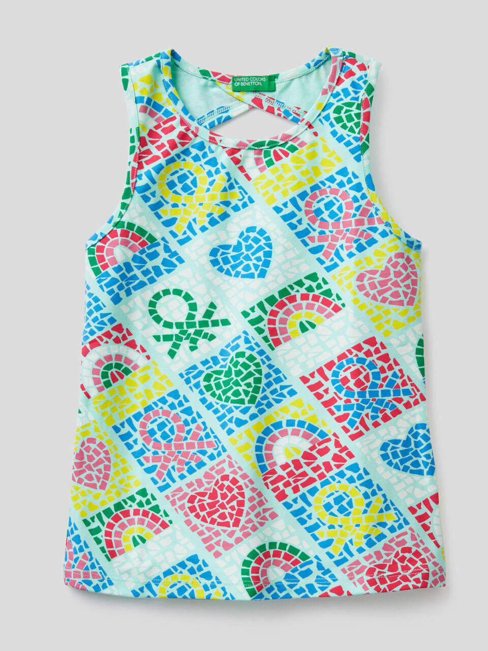 Printed tank top in stretch cotton image number null
