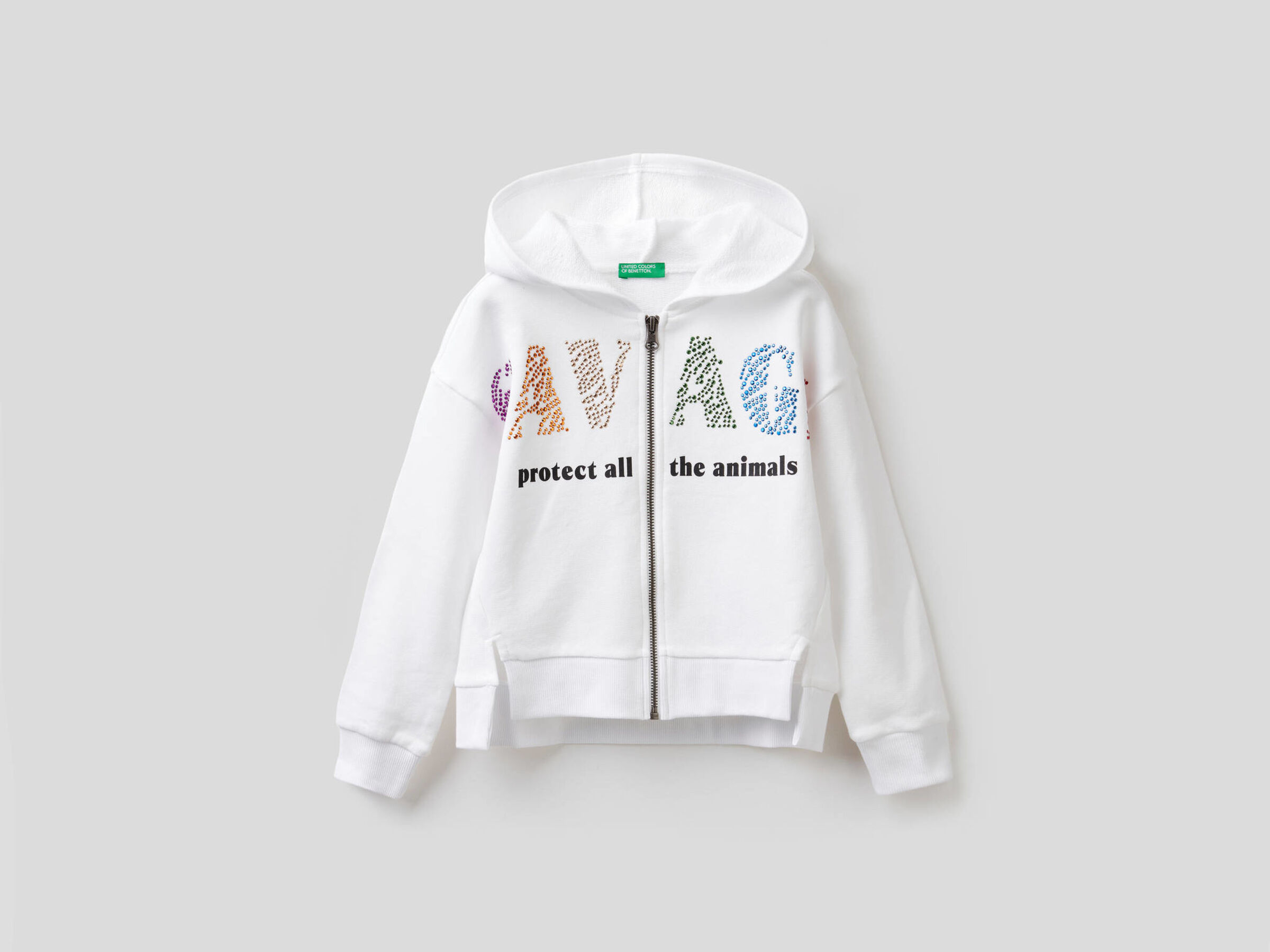 Sweatshirt with print and colorful studs image number null