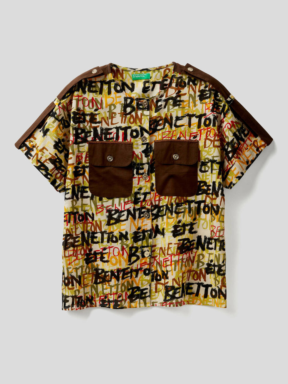 Printed shirt with clashing pockets image number null