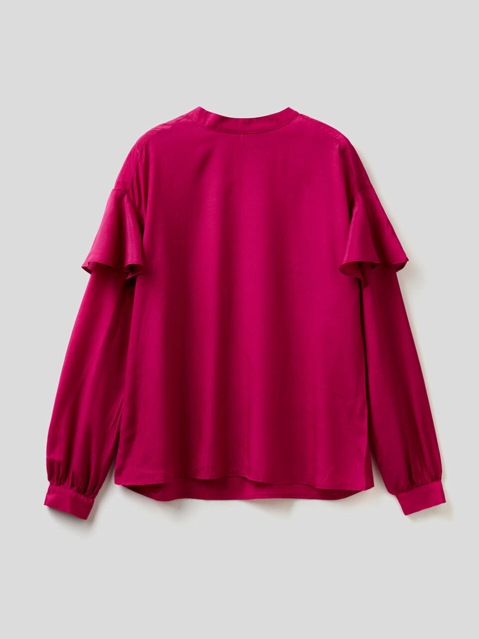 Flowy solid color blouse with frill image number 1