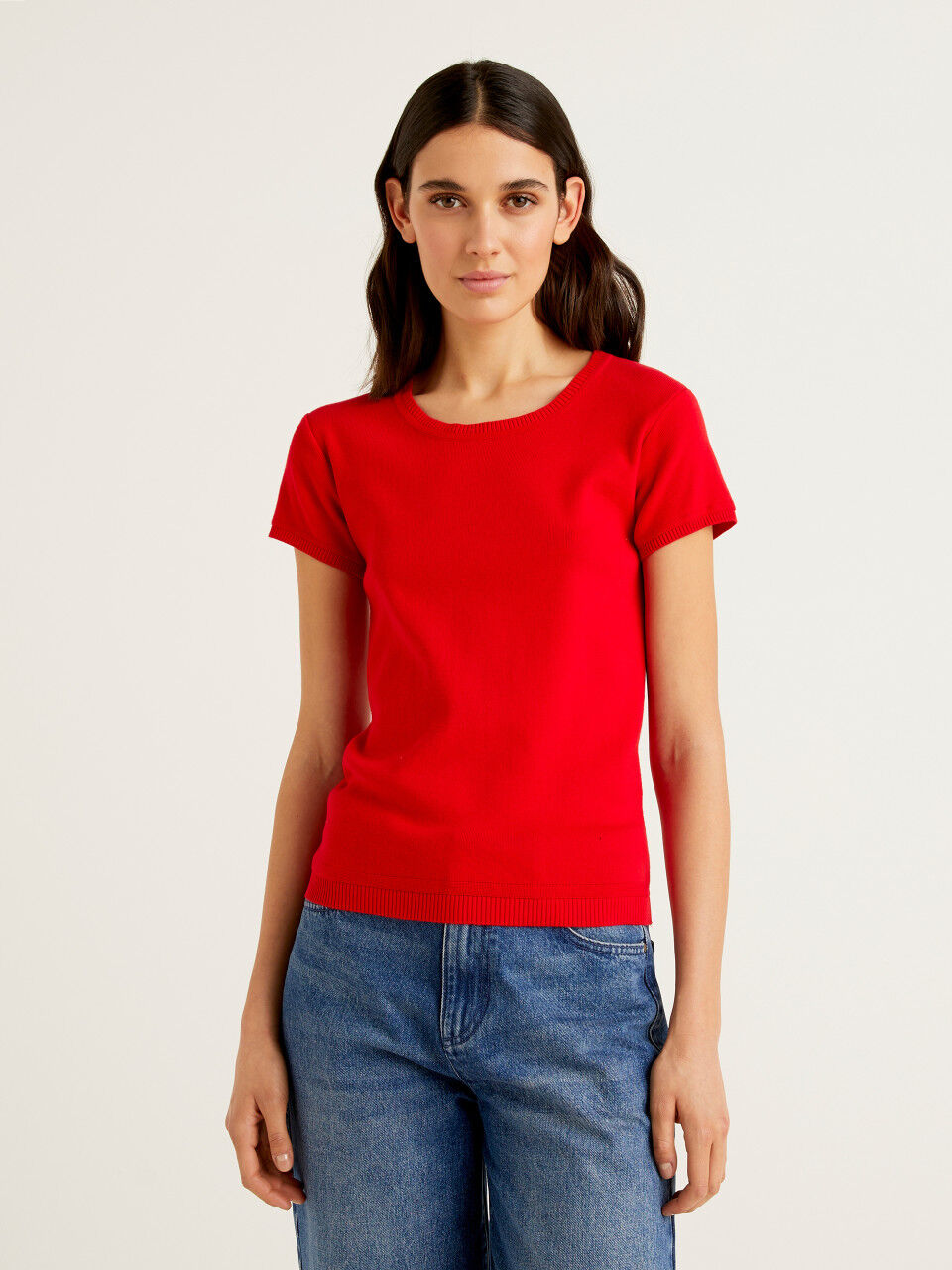 red cotton sweater women's