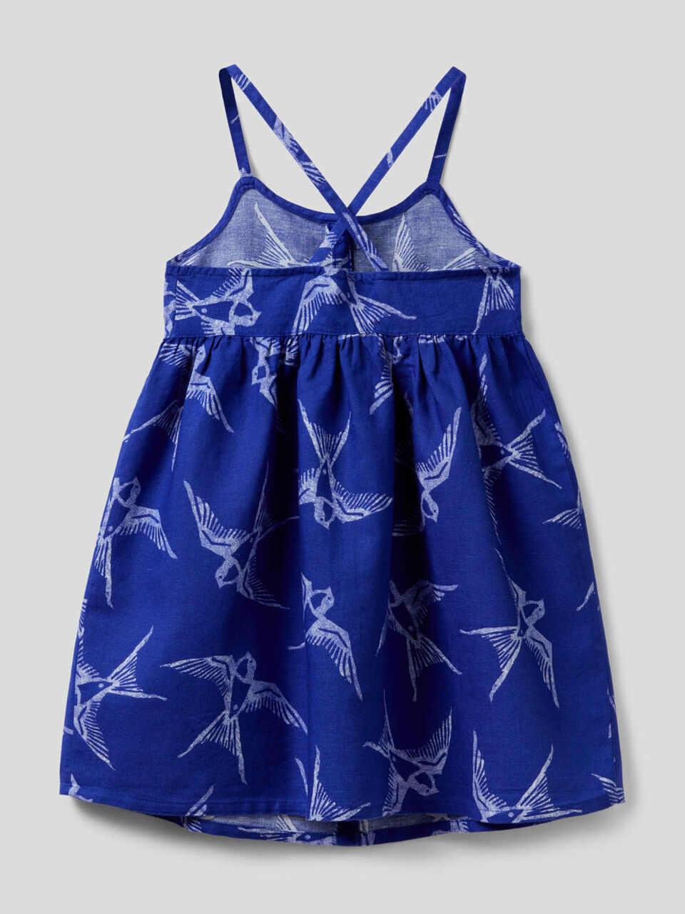 Printed dress in cotton linen blend image number null