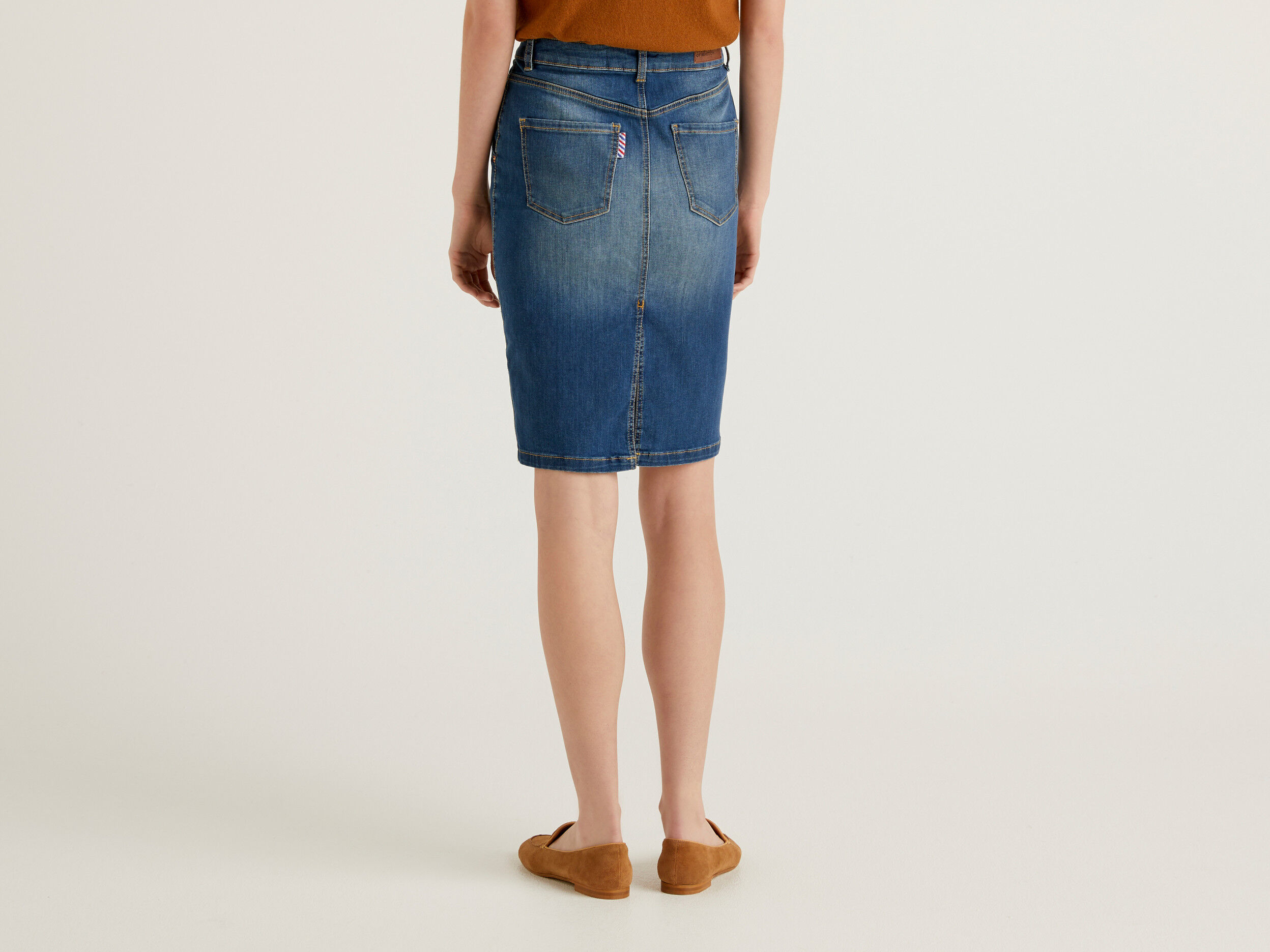 long black denim pencil skirt