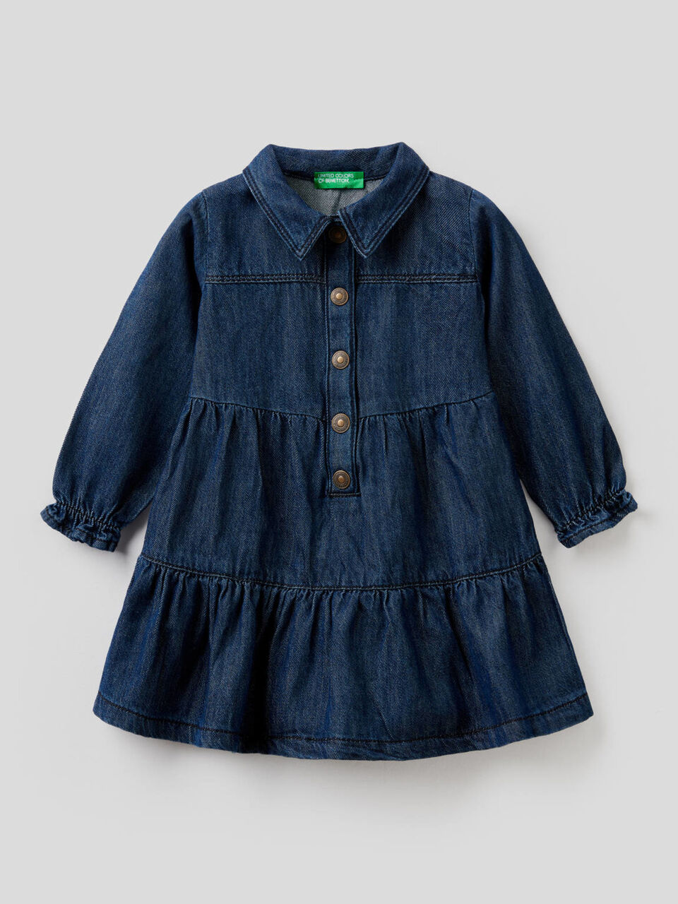 Jean dress with flounces image number 1